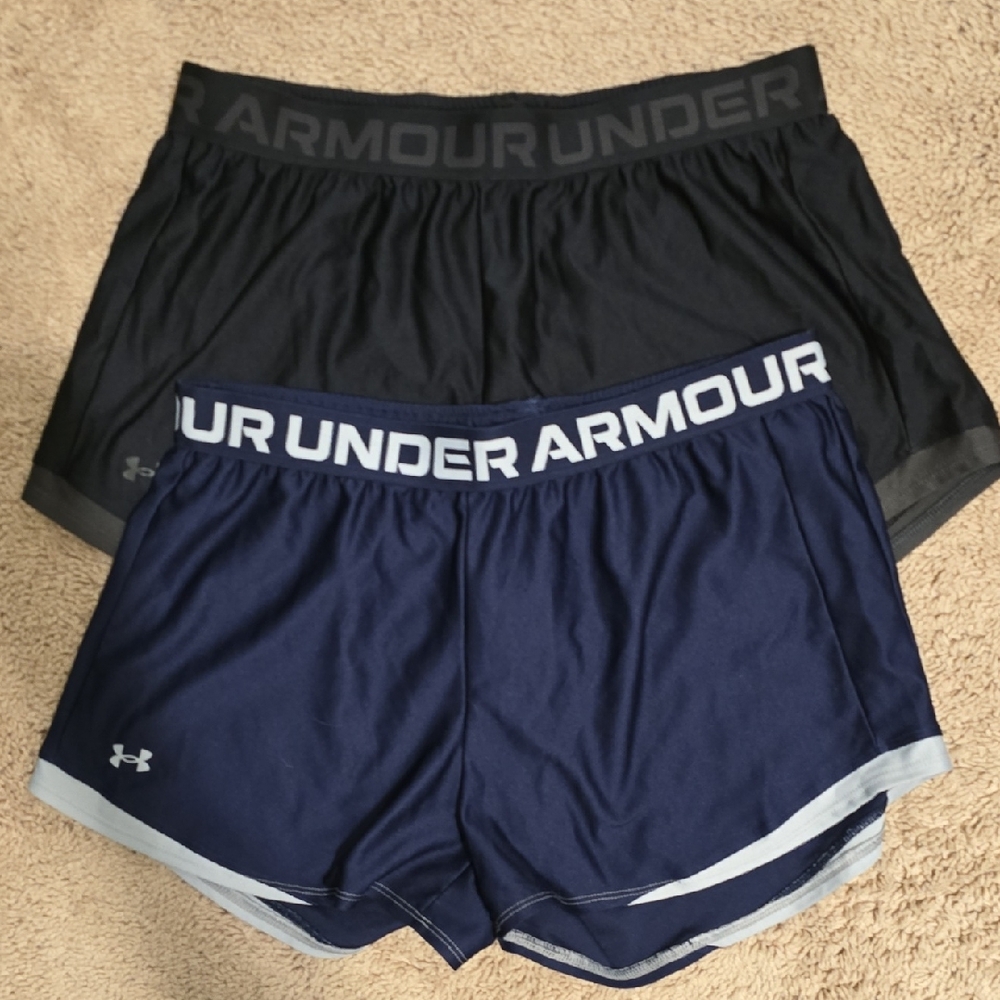 Under Armour Black and Blue Performance Shorts-2 Pairs